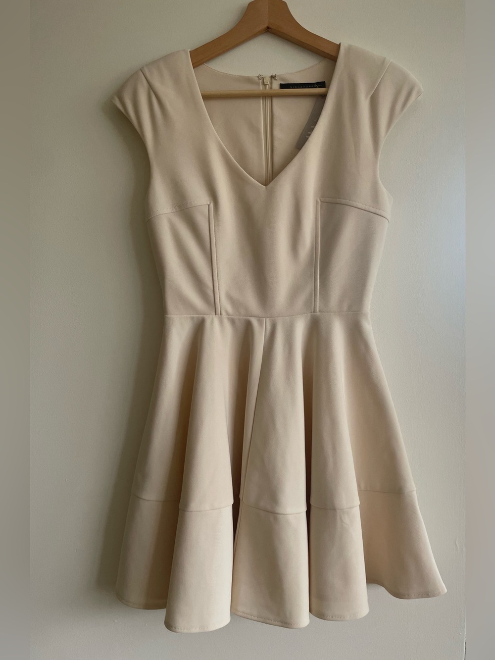 Signature8 Cream Fit-and-Flare Mini Dress